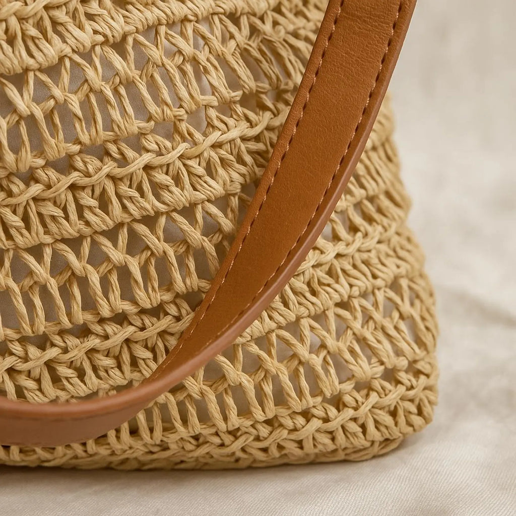 Extra Large Boho Straw Tote Bag – Woven Shoulder Beach Bag in Natural Raffia