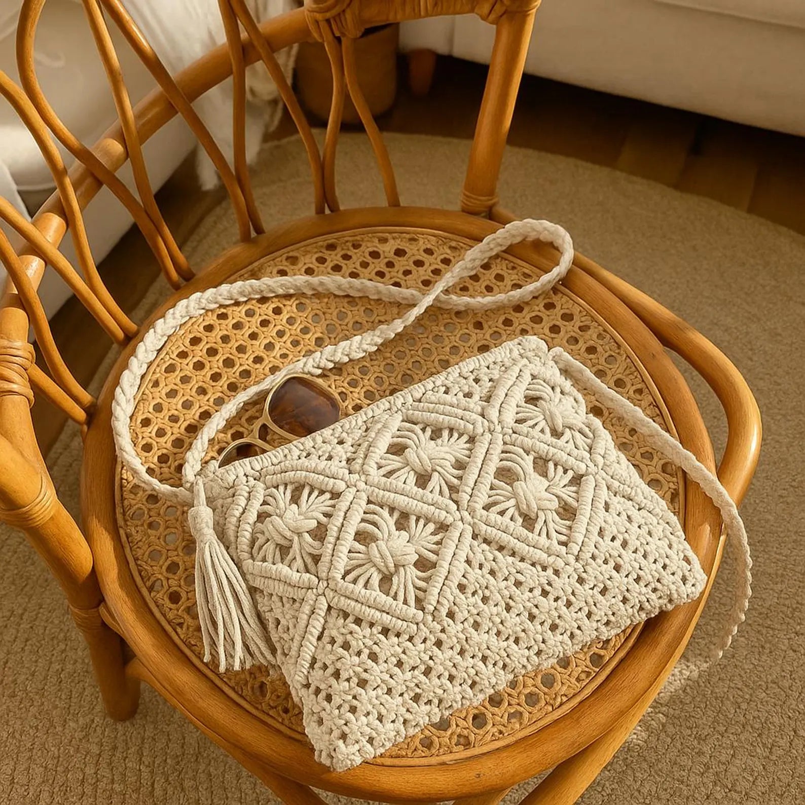 Trendy Boho Straw Shoulder Bag – Handmade Woven Crossbody Tote with Tassel – Summer Beach Bag for Women – Lightweight Vacation