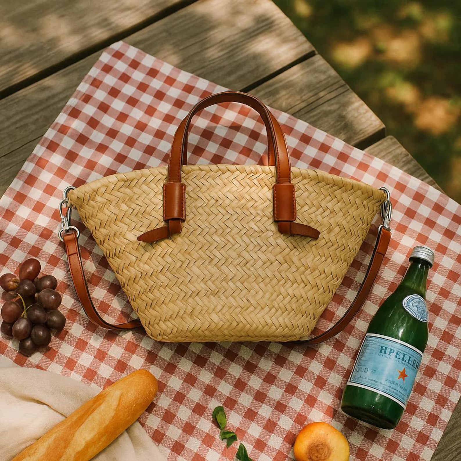 Handmade Boho Straw Tote Bag  – Chic Designer-Inspired Woven Rattan Shoulder Bag