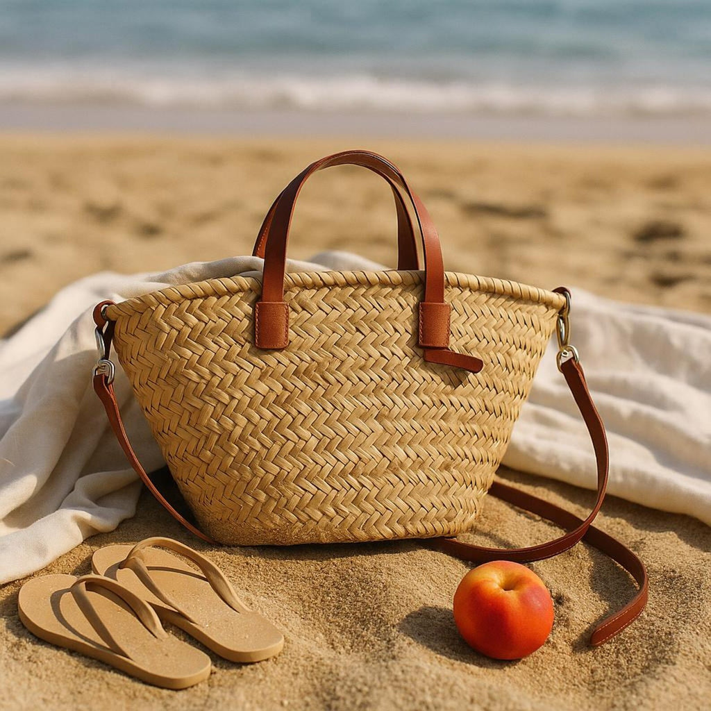 Handmade Boho Straw Tote Bag  – Chic Designer-Inspired Woven Rattan Shoulder Bag