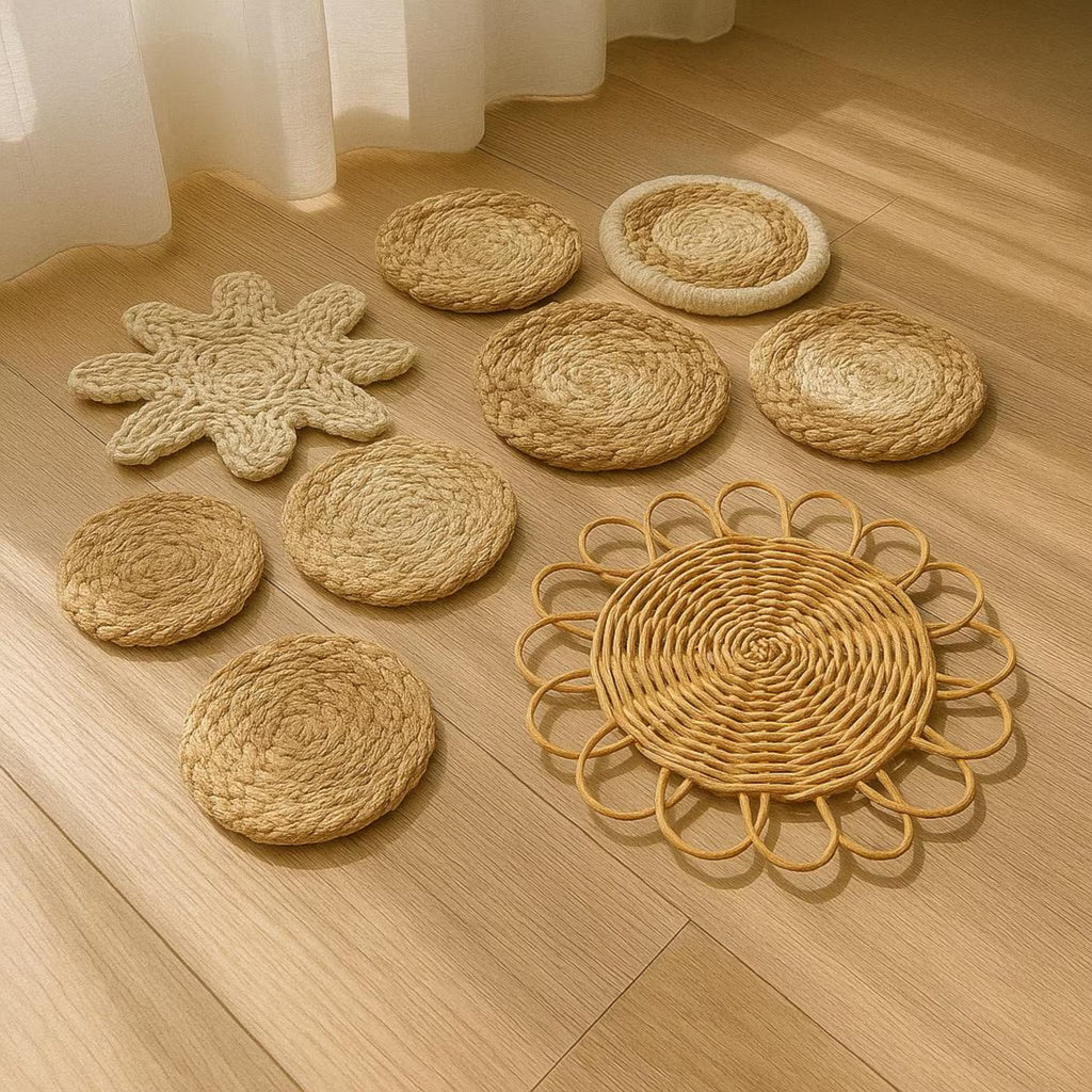 Handwoven Boho Wall Basket Set, 7 Piece Natural Rattan & Wicker Wall Decor for Bedroom, Living Room or Entryway, Chic Farmhouse Style